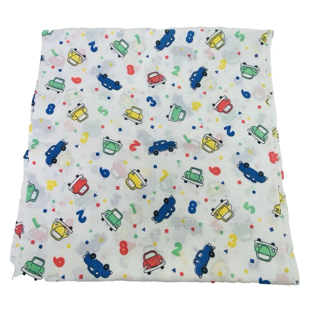 Children’s Cotton Fabric Cars Numbers Print Sewing Quilting Textile Kids Toddler